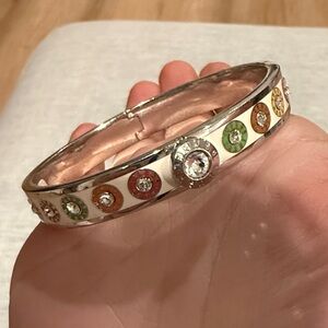 Henri Bendel Elegant Multicolor Stone Silver Bangle